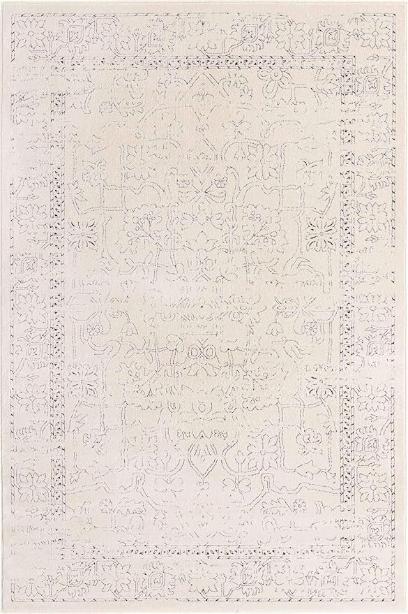 Unique Loom Isabella Collection Area Rug - Adjani (6' 1" x 9' Rectangle, White/ Blue)