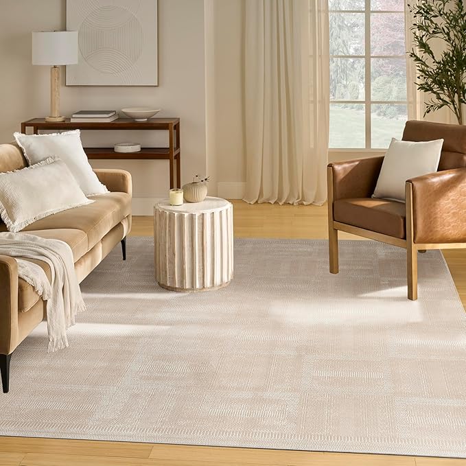 Nourison Nordic Taupe 8' x 10' Scandinavian Area Rug - Easy Cleaning, Non Shedding, Bed Room, Living Room, Dining Room, Kitchen (8' x 10')