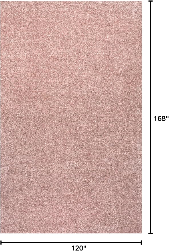Eyely UES100P-14 Supersoft Haze Solid Low-Pile Indoor Area Rug, Coastal, Bohemian, Minimalist, Classic, Casual for Bedroom,Kitchen,Living Room,Non Shedding,Easy-Washing, Pink, 10 X 14