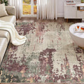 5x8 Area Rug Living Room Rugs - Washable Neutral Modern Abstract Soft Thin Rug Indoor Floor No Slip Rug Carpet for Bedroom Under Dining Table Home Office Decor - Purple/Green/Beige
