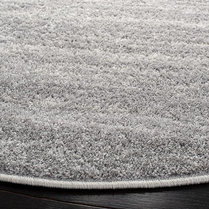 SAFAVIEH Adirondack Collection Area Rug - 3' Round, Ivory & Silver, Modern Ombre Design, Non Shedding & Easy to Clean, Ideal for Living Room, Bedroom, Office, Dining Space (ADR113B)