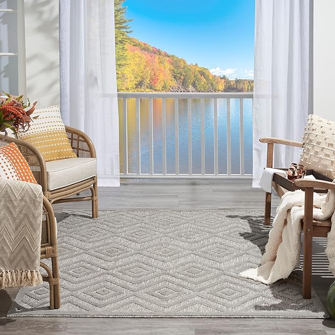Nourison Home Versatile Silver Grey 5' x 7' Area Rug - Easy Clean, Non Shedding, Bed Room, Living Room, Dining Room, Kitchen (5' x 7')