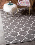 Rugs.com Lattice Frieze Collection Rug – 6' x 9' Dark Gray Medium Rug Perfect for Living Rooms, Large Dining Rooms, Open Floorplans