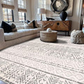 Rugshop Geometric Boho Area Rug – Gray Tribal Pattern, Perfect for Living Room, Bedroom, Dining Room, 6'6" x 9'