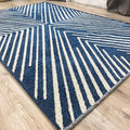 Alfa Rich 3x5 Geometric Navy Blue Off White Washable Area Rugs for Living Room Bedroom Cotton Runner