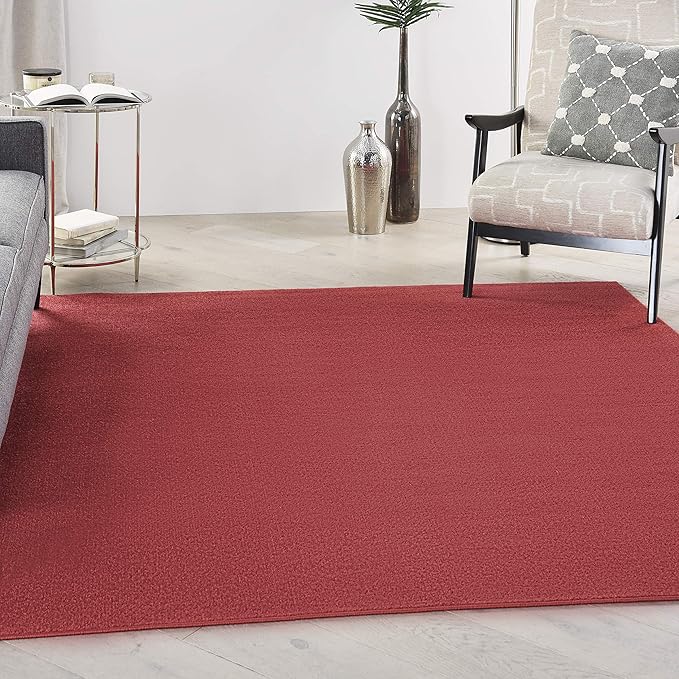 Nourison Home Nourison Essentials Brick Red 5' x Square Area Rug - Easy Clean, Non Shedding, Bed Room, Living Room, Dining Room, Kitchen (5' x Square)