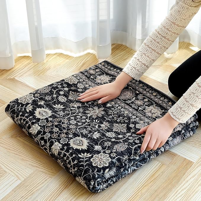 8x10 Area Rugs,Boho Vintage Oriental Washable Rugs,Collapsible Area Rug for Bedroom, Entryway, Kitchen, Bathroom