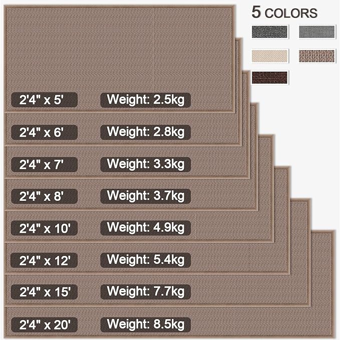 GOYLSER 5ft Kitchen Runner Rugs Non Skid Washable, Rubber Backed Absorbent Jute Kitchen Rug Carpet Sink Mat Non Slip, Light Brown