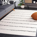 SAFAVIEH Melody Collection Area Rug - 6' x 9', Ivory/Black, Geometric Design, Ideal for High Traffic Areas in Living Room, Bedroom, Dining (MEL114A)