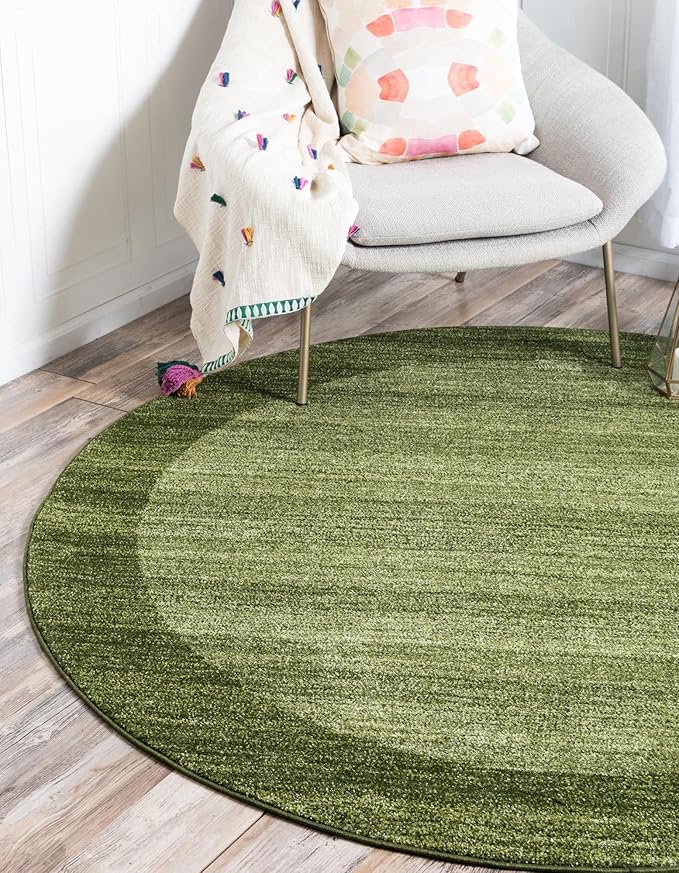 Rugs.com Angelica Collection Rug – 8 Ft Round Light Green Medium Rug Perfect for Kitchens, Dining Rooms