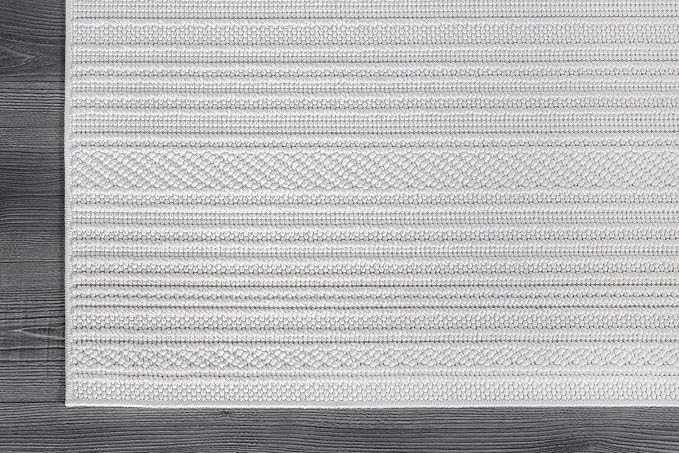 Micro Loop Indoor Rug White 6x9 Boho Geometric Neutral Area Rugs for Living Room Soft Luxury Modern Low and High Pile Durable Stain Resistant Non-Shedding Indoor Area Carpet 6 x 9
