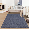 RUGSREAL Area Rug 5x7 Machine Washable Area Rug for Living Room Non-Slip Stain Resistant Modern Abstract Rug Contemporary Solid Color Throw Rug Foldable Accent Floor Carpet for Dining Room, Blue