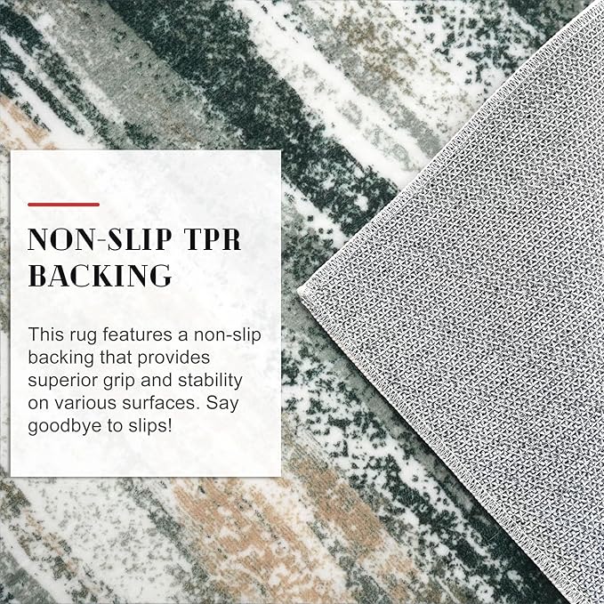 Modern Abstract Runner Rug 2x6, Forest Green Washable Kitchen Runner Non-Slip Soft Hallway Rug Runner Thin Print Faux Wool Carpet for Entryway Bedroom Laundry Room Indoor Home Decor