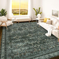 Istana 8x10 Area Rug - Dark Green 8x10 Rugs for Living Room - Foldable Rugs for Bedroom - Stain Resistant Washable Rug - Eco-Friendly Area Rugs - Easy to Clean Living Room Rug