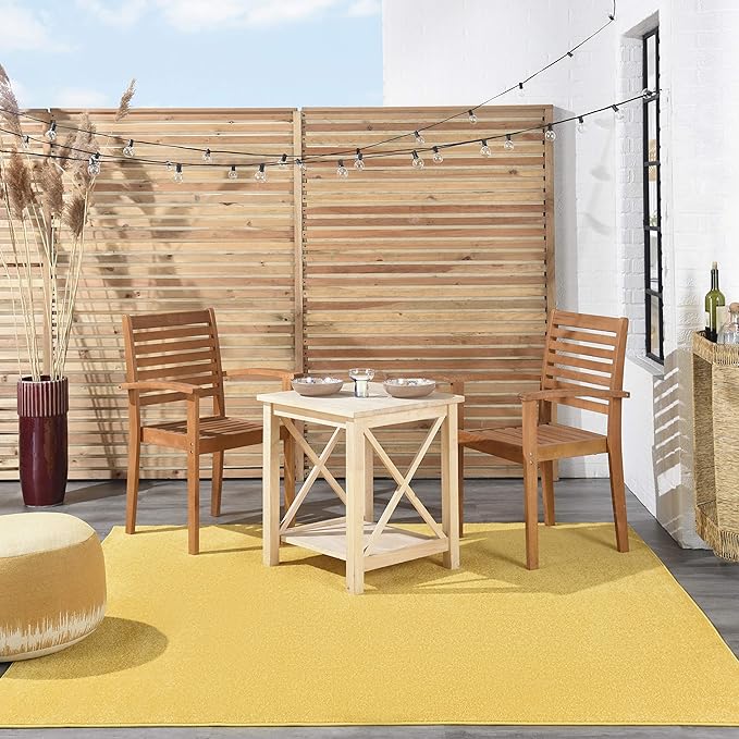 Nourison Home Nourison Essentials Yellow 7' x Square Area Rug - Easy Clean, Non Shedding, Bed Room, Living Room, Dining Room, Kitchen (7' x Square)