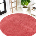 JONATHAN Y Haze Solid Low-Pile Red 6' Round Indoor Area Rug, Coastal,Bohemian,Minimalist,Classic, Easy-Cleaning for Living Room,Bedroom,Kitchen,Pet Friendly,Non-Shedding (SEU100E-6R)
