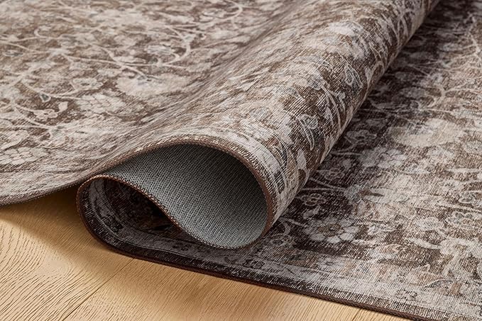 Loloi Amber Lewis Josie Collection JOS-02 Earth/Natural 2'-0" x 5'-0", .13" Pile Height, Low Profile, Machine Washable, Accent Rug