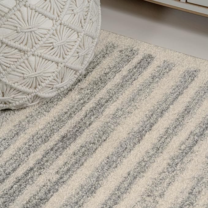 JONATHAN Y Khalil Modern Berber Stripe Cream/Gray Indoor Area Rug, 5x8, Contemporary, Bohemian, Easy-Cleaning for Living Room, Bedroom, Kitchen, Pet Friendly, Non-Shedding (MOH207C-5)