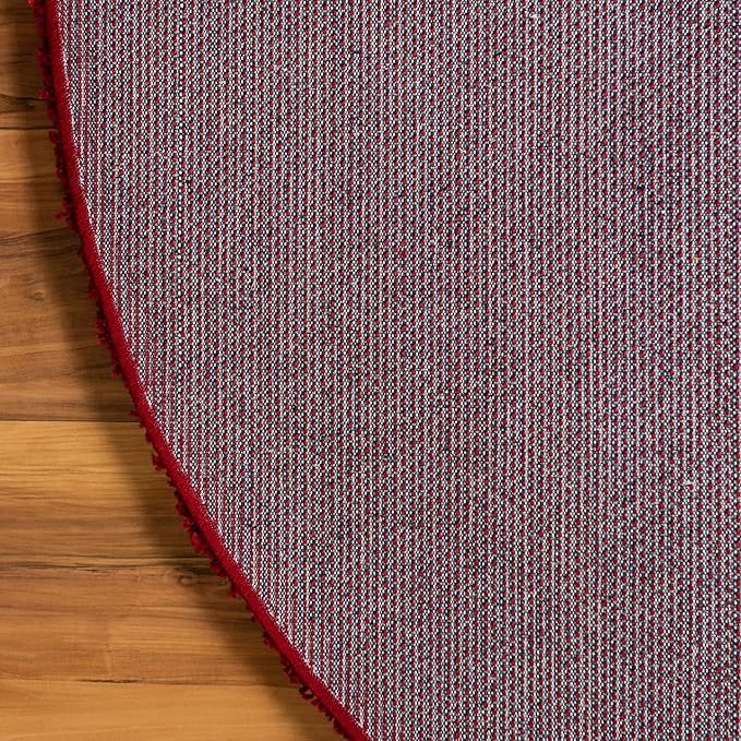 Unique Loom Solid Shag Collection Area Rug (7' 1" Round, Cherry Red)