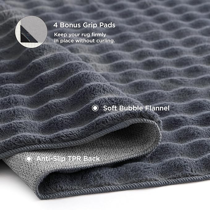 Bedsure 8x10 Fluffy Area Rugs for Living Room, Machine Washable Rugs, Non-Slip Backing, Non-Shedding, Pet Friendly Throw Rug for Bedroom Dining Room, Grey