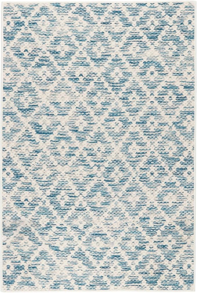 Dash and Albert Melange Diamond Machine Washable Area Rug - Runner - 2.5' x 8' Blue - Diamond Accent Rug - Anti-Slip Backing, Lightweight, Machine Washable, High Traffic Area Kitchen, Mudroom