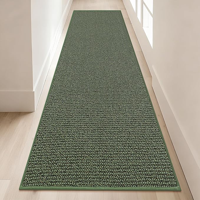 BEQHAUSE Hallway Runner Rugs 2x8, Hallway Rug Non-Slip Washable(Rolled-Up NO Creases), Runner Rug Absorbent Stain Resistant Hall Rug Carpet Runner, Entryway Rugs Floor Mat Laundry Room Rugs, Green