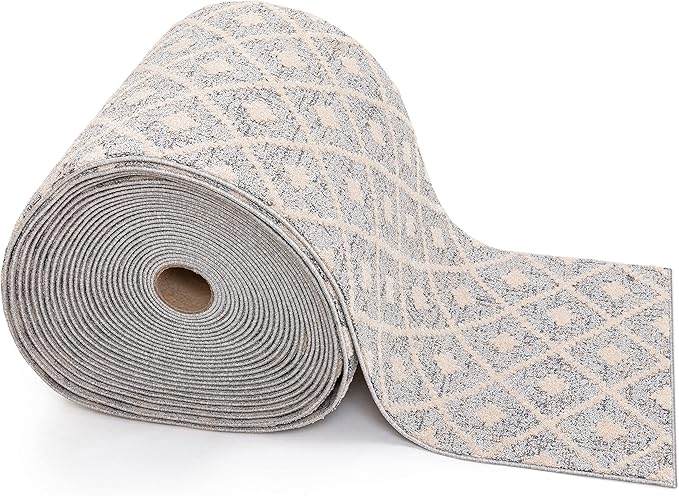 Well Woven Custom Size Runner - Choose Your Length - Ainsley Grey Diamond Trellis Geometric Tribal - 31 Inches Wide x 7 Feet Long Runner (31" x 7' Runner) Rug