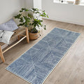 Bloom Rugs Washable Non-Slip 7 ft Runner - Blue Striped Runner for Entryway, Hallway, Bathroom, and Kitchen - Exact Size: 2.5' x 7'