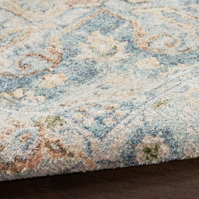Nourison Home Astra Machine Washable Beige Blue 4' x 6' Area Rug - Easy Clean, Non Shedding, Bed Room, Living Room, Dining Room, Kitchen (4' x 6')