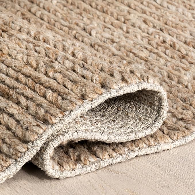 Nuloom Penelope Tan, 7'6" x 9'6", Hand-Braided, Wool & Cotton, Soft and Textured, High Traffic, Stain Resistant, Easy Clean, Durable Area Rug for Bedroom, Living Room, Dining, Foyer, Entryway