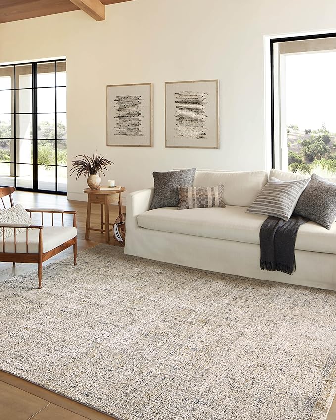Loloi Amber Lewis Alie Collection ALE-02 Sand/Sky 5'-3'' x 5'-3'', .13'' Pile Height, Round Area Rug