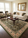 Rugs.com Yasmin Collection Rug – 7' x 10' Green Medium Rug Perfect for Bedrooms, Dining Rooms, Living Rooms