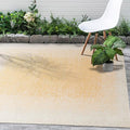 FH Home Outdoor Area Rug - Waterproof Easy to Clean Stain Resistant - Patio Indoor Outdoor Porch Deck Balcony Entryway - Ombre Modern - Dhruva - Yellow - 7ft 8in x 9ft 8in