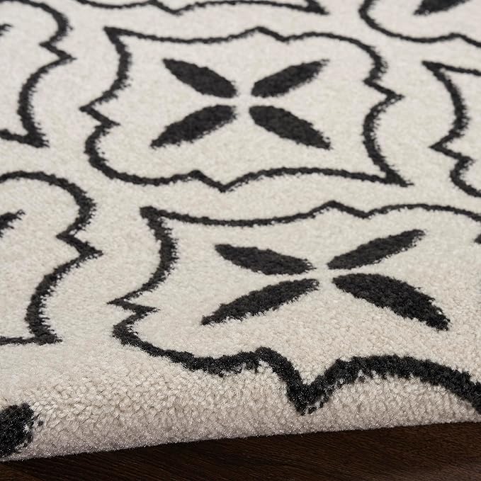 Nourison Home Nourison Essentials Ivory Black 4' x 6' Area Rug - Easy Clean, Non Shedding, Bed Room, Living Room, Dining Room, Kitchen (4' x 6')
