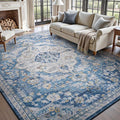tchdio 5x7 Area Rugs for Living Room, Vintage Non Slip Washable Rug, Soft Low Pile Area Rug Large Floor Indoor Carpet for Bedroom, Dining Room, Office (Blue, 5'x7')