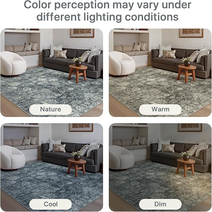 GENIMO Runner Rug 2'6''x8 Non Slip Machine Washable Vintage Hallway Runner Rug, Low Pile Lightweight Rugs for Entryway, Hallway, Kitchen and Corridor, Ashen Taupe