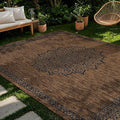 CAMILSON Outdoor Rug 5x7 Medallion Gold Modern Area Rugs for Indoor and Outdoor Patios Kitchen and Hallway Mats Washable Porch Deck Outside Carpet (Medallion Gold 5 x 7)