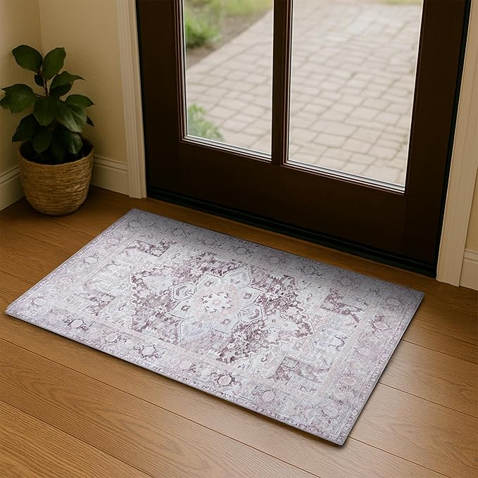 Washable Area Rug, Modern Farmhouse, Vintage, Turkish, Bohemian, Distressed, Oriental, Traditional, Rugs for Living Room, Dining, Bedroom, Office, Entryway, Foyer, (861PP, 2' x 3')
