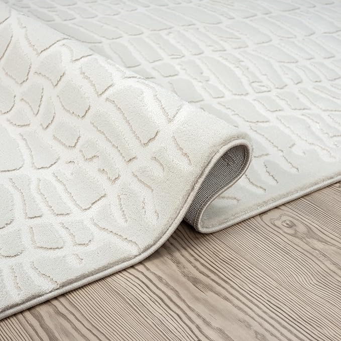 Abani Cream Area Rug for Living Room, Bedroom - Pebble Pattern - 5 x 8 - Durable & Easy to Clean