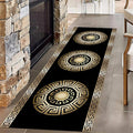 Black Gold Geometric Hallway Runner Rug, 2x10ft, Vintage Greek Key Entryway Carpet, Baroque Style Pattern Machine Washable Carpets, Durable Non-Shedding Non-Slip Rugs for Dorm Nursery