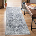 Bloom Rugs Caria Washable Non-Slip 10 ft Runner - Gray/Dark Blue Traditional Runner for Entryway, Hallway, Bathroom, and Kitchen - Exact Size: 2'6" x 10'