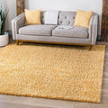 Unique Loom Davos Shag Collection Area Rug - Solid (3' 3" Square, Sun Yellow)