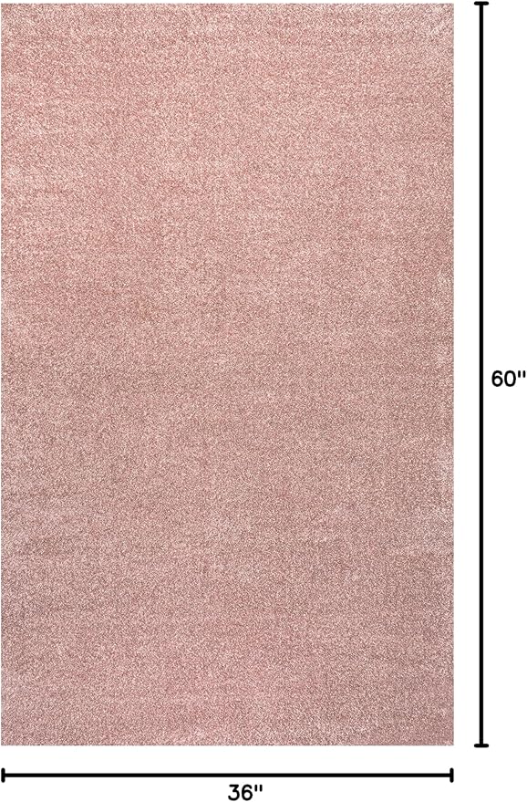 Eyely UES100P-3 Supersoft Haze Solid Low-Pile Indoor Area Rug Casual;Contemporary;Solid;Traditional, Bedroom, Kitchen, Living Room, Easy-Cleaning, Non-Shedding, 3 X 5, Pink