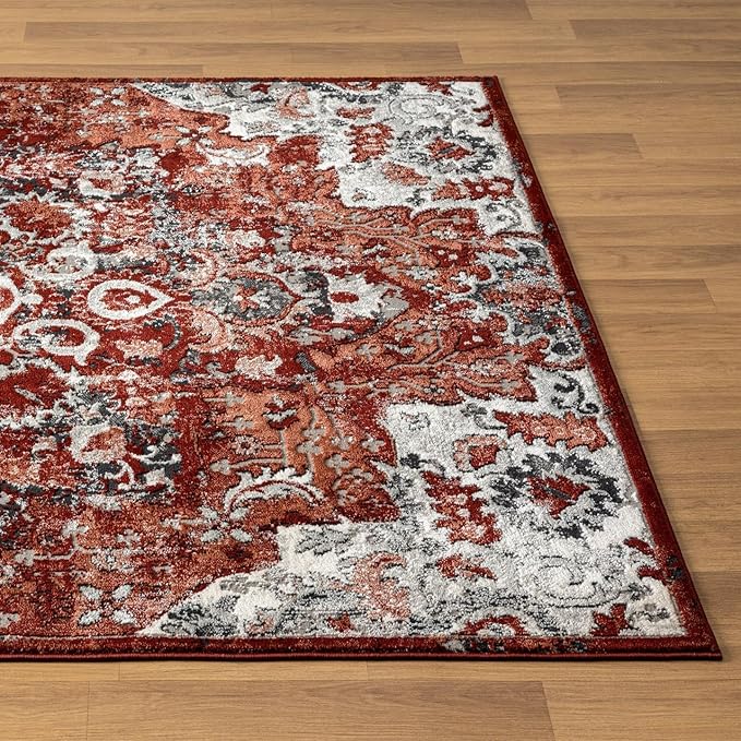 LUXE WEAVERS Moroccan Red 8x10 Medallion Area Rug for Living Rooms