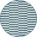 Unique Loom Outdoor Striped Collection Area Rug - Striped (4' 1" Round, Teal/Ivory)