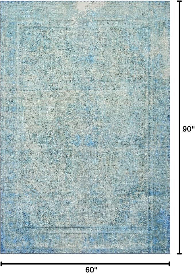 Loloi Loren Collection LQ-08 Aqua 5'-0" x 7'-6" Area Rug