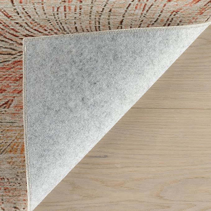 Dash & Albert Zell Multi Machine Washable Rug, 8.5 X 11.5 Feet, Multicolored/Tan Floral Pattern