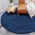 Unique Loom Solid Shag Collection Area Rug (4' 1" Round, Sapphire Blue/ Navy Blue)