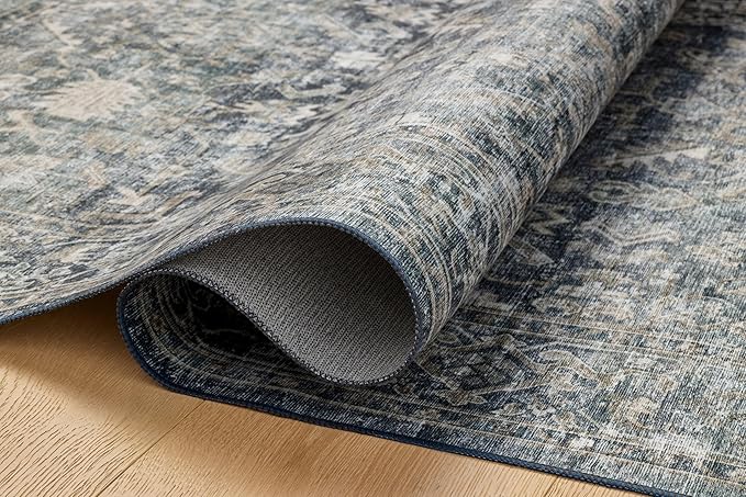 Loloi Amber Lewis Josie Collection JOS-01 Ocean/Natural 9'-0" x 12'-0", .13" Pile Height, Low Profile, Machine Washable, Area Rug