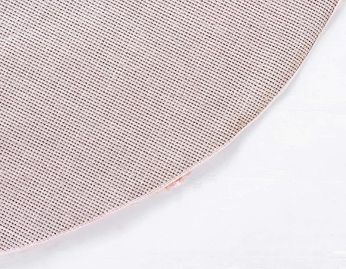 Unique Loom Davos Shag Collection Area Rug - Solid (4' 1" Round, Dusty Rose)